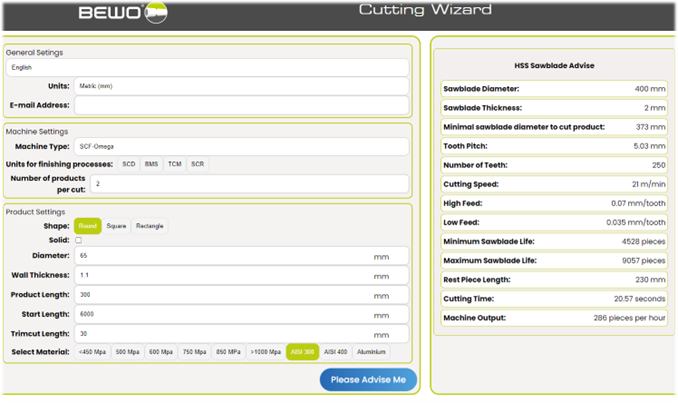 Cutting Wizard selection tool